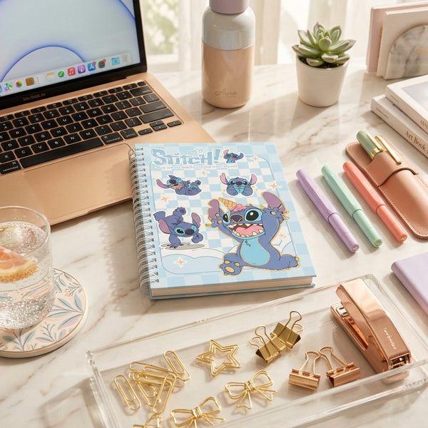 Spiral Notebook: $tItCH Printed  with 3D Character Cover – Sky Blue