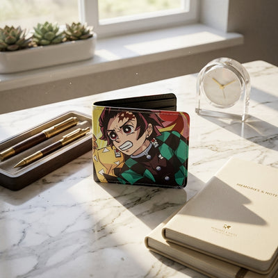 Wallet: Tanjiro Anime Print Bifold – Multicolour (Faux Leather)