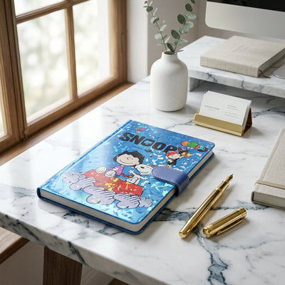 Diary: Blue Holographic Cartoon with Strap Closure