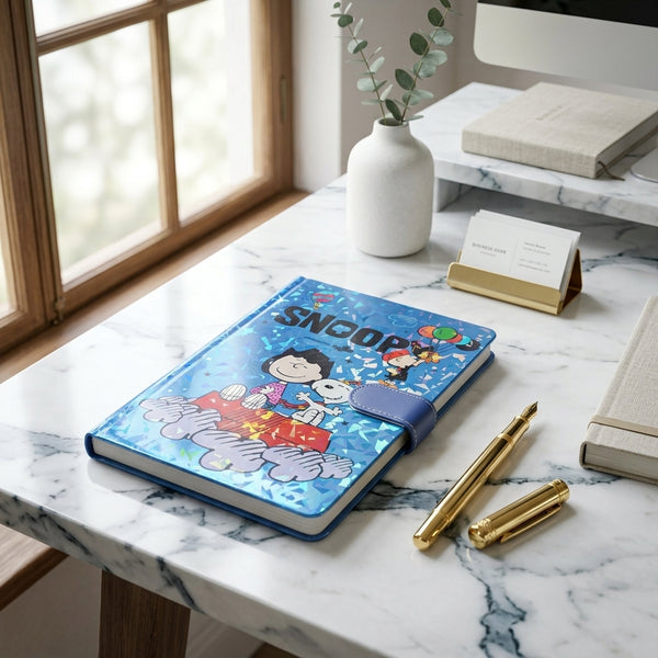 Diary: Blue Holographic Cartoon with Strap Closure