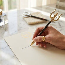 Pen: Trishul Design Novelty Pen, gold and silver colour (Pack of 02)