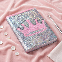 Diary: reversible sequin with a pink crown design