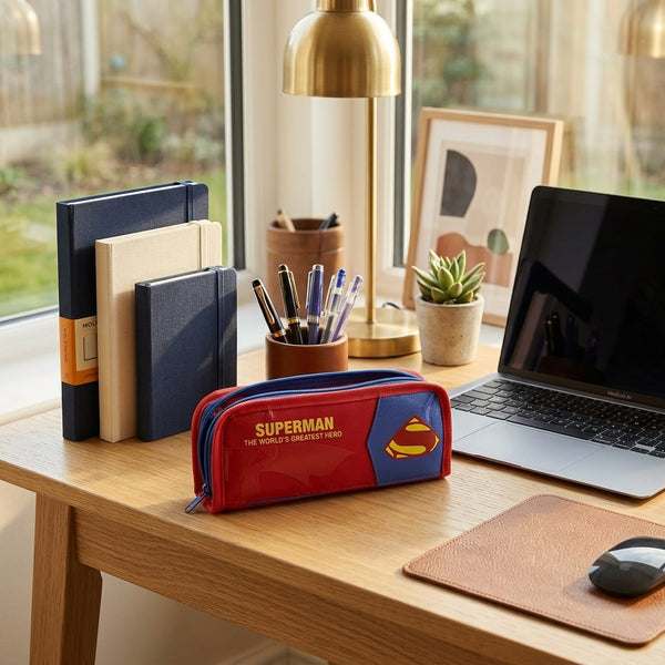 pencil pouch: $uper-Man-themed rectangular zipper