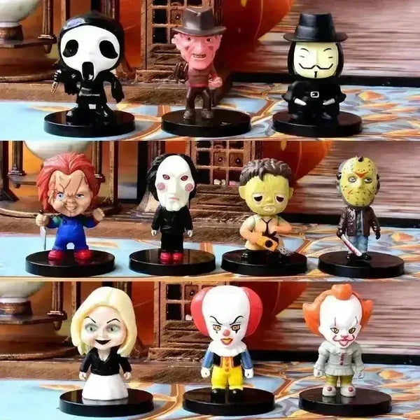 Anime: HORROR Movie Villains Collectible Figurine Set with Display Bases – Get Full Set of 10