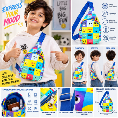 Chest Bag: Emoji Mood Kids Chest Bag (High Quality Faux Leather)