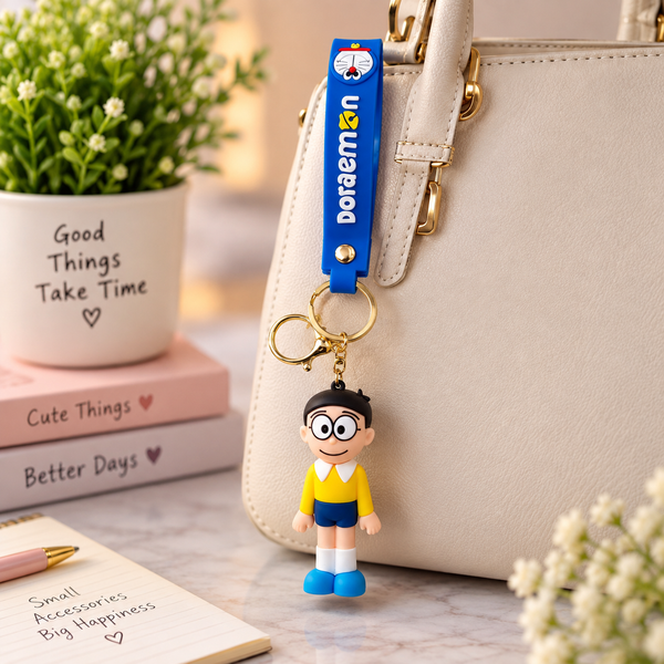 Keychain: Classic Schoolboy 3D Character Keychain with Blue Wrist Strap