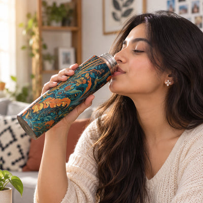 Bottle: Royal Teal Botanical Bottle & Tumbler Gift Set – 750 ml Bottle with Matching Cup