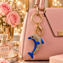 Keychain: Sparkling Blue Dolphin Crystal Keychain
