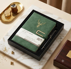 Forest Green Leatherette Diary with Pen Combo set with Packaging