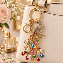 Keychain: Royal Multicolor Peacock Crystal Keychain