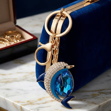 Keychain: Ocean Blue Crystal Dolphin Keychain, Pack of 01