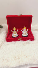 idol: Lakshmi Ganesh Idol Set of 2 White & Gold Hindu God Statue
