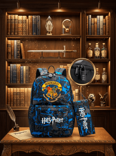 Hogwarts Luxury Backpack with ( Stationary Pouch + Charging + Combination Lock) - Harry Potter Theme Limited Edition