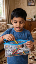 Kids Space Astronaut Frosted Zipper Pencil Pouch – Water-Resistant Stationery Organizer with Ring Pull