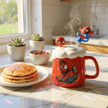 Anime: Web Hero 3D Character Mug with Cloud Lid & Decorative Straw – Red