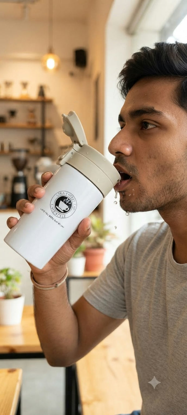 Bottle:Stainless Steel Coffee Travel Tumbler | Hot & Cold Leak-Proof Cafe Cup