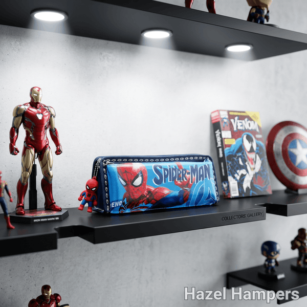 Stationary Pouch: 🕷️🕸️Spidey Themed Web Hero Multi-Compartment Premium Pencil Pouch with 3D Character Charm