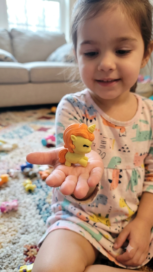 Stationery Eraser:Cute 3D Orange 🧡 Yellow Unicorn Eraser for Kids