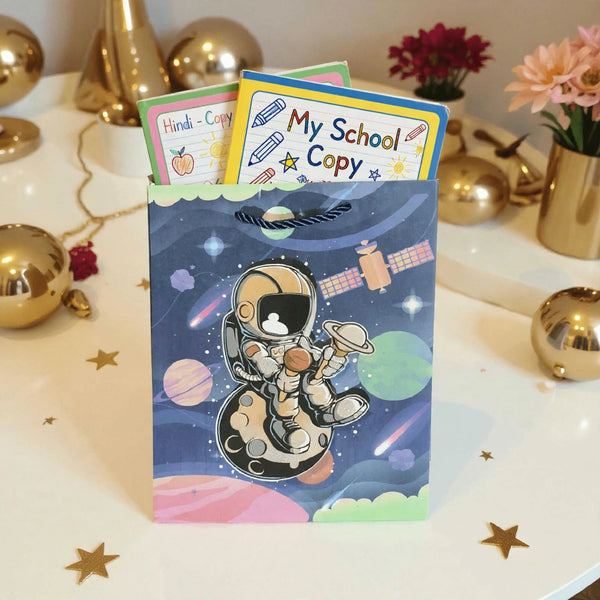 Space Adventure Astronaut Paper Gift Bag with Rope Handles – Return Gifts, Birthdays & Goodie Bag