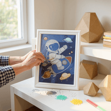 Framed 5D Diamond Art Painting Kit – Astronaut Riding Rocket | Space Craft Set for Beginners