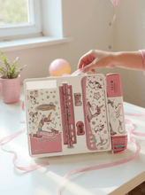 Magical Unicorn Kids Stationery Gift Set – Metal Pencil Box, 12 Crayons, Pencils, Ruler, Sharpener & Coloring Scroll Kit