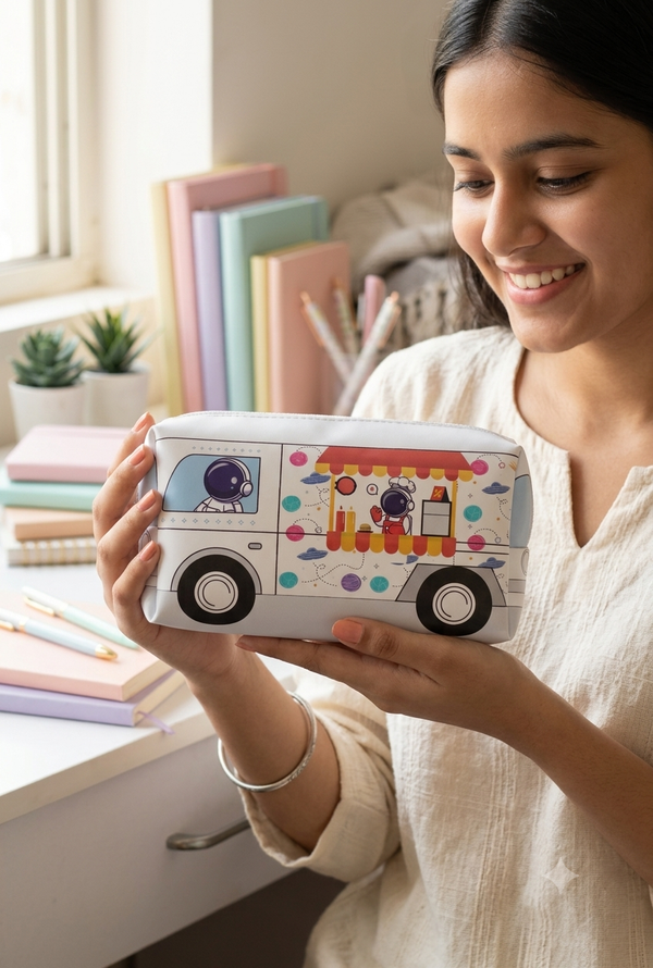 Stationery pouch:Kids Space Astronaut – 🚌 Bus ShapeDesign