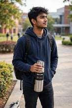 Bottle: Premium Stainless Steel Vacuum Bottle with Carry Strap – Silver