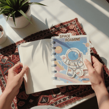 Space Roaming Astronaut Mini Spiral Notepad | Cute Pocket Diary with Magnetic Closure