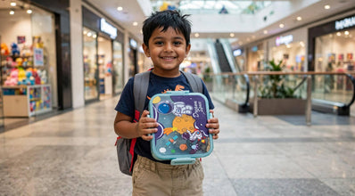 Kids Space Explorer Stainless Steel Lunch Box | 3-Compartment Bento Tiffin