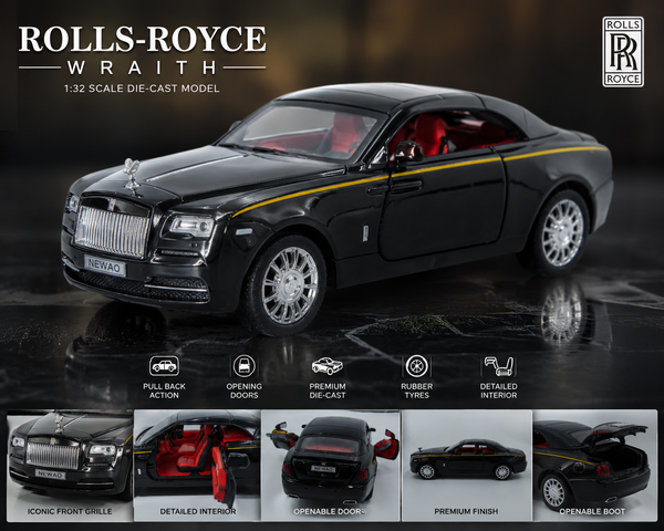 Rolls Royce Wraith ( Black Majesty) Luxury Die-Cast Collector Car