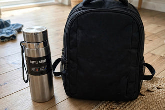Bottle: Premium Stainless Steel Vacuum Bottle with Carry Strap – Silver