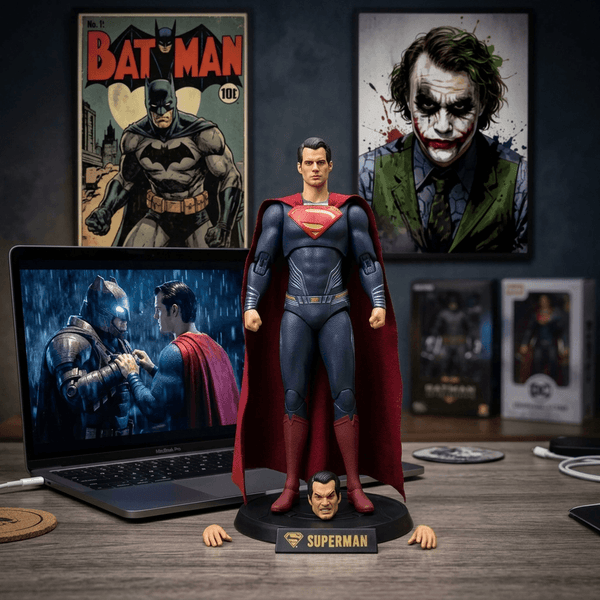 Anime:🦸Super🦸=>Man of Steel Premium 21 CM With Extra (1 Laser Eye Head + 2 hands)