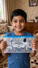 Kids Space Astronaut Frosted Zipper Pencil Pouch – Water-Resistant Stationery Organizer with Ring Pull