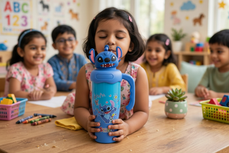 Bottle: Stitch 3D Figurine Kids Sipper Bottle with Straw & Handle