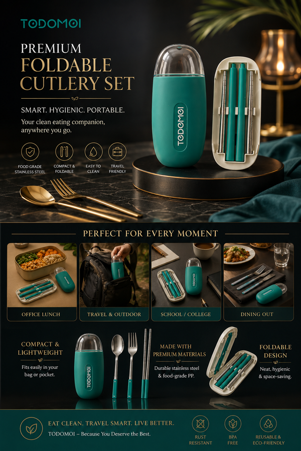 Foldable Cutlery Set (Eaisly Portable) Premium Stainless Steel