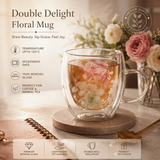 Floral Double Decker Borosil Mug (Microwave Safe)