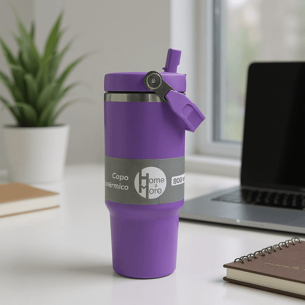 Bottle:900ml Insulated Travel Tumbler – Double-Wall Stainless Steel Flask with Carry Loop Lavender