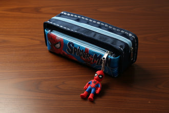 Stationary Pouch: 🕷️🕸️Spidey Themed Web Hero Multi-Compartment Premium Pencil Pouch with 3D Character Charm
