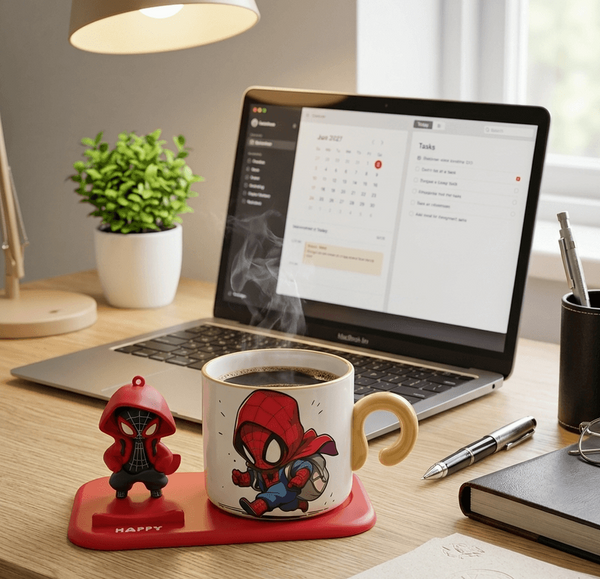 🕷️ MÅN🕸️ Premium (Ceramic Coffee mug + tray set + Stir+ Collectible Figure)