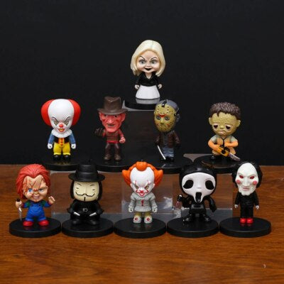 Anime: HORROR Movie Villains Collectible Figurine Set with Display Bases – Get Full Set of 10
